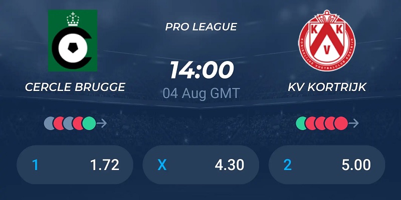 Kèo 1X2 được Kubet11 đưa ra trong trận Cercle Brugge vs Kortrijk